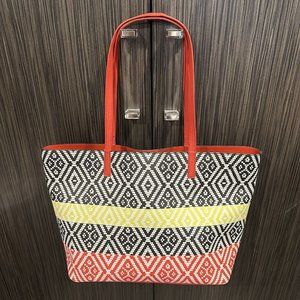 INC International Concepts Reyna Popsicle Tote Faux Leather Large Bag Red Yellow